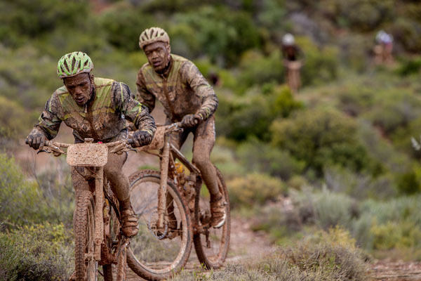 Exxaro Riders during stage 2 of the 2014 Absa Cape Epic Mountain Bike stage race from Arabella Wines in Robertson, South Africa on the 25 March 2014. Photo: Karin Schermbrucker/Cape Epic/SPORTZPICS