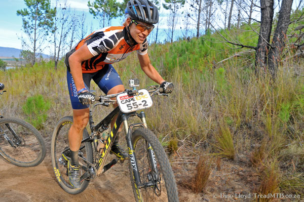 Defending South African Marathon Champion Robyn de Groot during stage 3 of the 2015 ABSA Cape Epic. Having just started riding again after suffering from a case of post viral fatigue syndrome, de Groot will be back to try and defend her title in 2015 at the Ashburton Investments National MTB Series Van Gaalen, which doubles up as the 2015 South African Mountain Bike Marathon Championships powered by Stihl. Photo: Dino Lloyd/TreadMTB.co.za