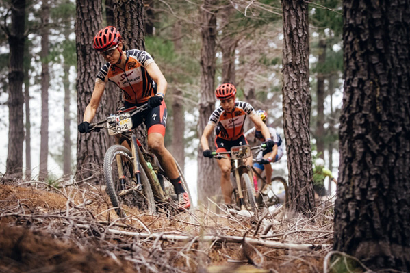Team Spur-Specialized's Ariane Kleinhans and Annika Langvad on their way to 2nd during stage 5 of the 2016 Absa Cape Epic Mountain Bike stage race held from the Cape Peninsula University of Technology in Wellington to Boschendal in Stellenbosch, South Africa on the 18th March 2016 Photo: Ewald Sadie/Cape Epic/SPORTZPICS