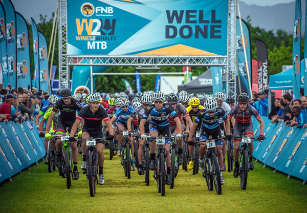 The start of Stage Two of the 2015 FNB Wines2Whales MTB Race at Oak Valley Wine Estate (Elgin-Grabouw). Elgin Round Table is a proud supporter of numerous charities within the Elgin/Grabouw area including two Old Age Homes, the ACVV Dienssentrum Meals On Wheels Project, Speelland Pre-School and Elgin Drummies to name just a few. Through its involvement with the FNB W2W MTB Events, the Elgin Round Table is able to generate funds that can be utilized towards worthwhile projects such as the ACVV Dienssentrum Meals On Wheels Project. Photo: Tobias Ginsberg
