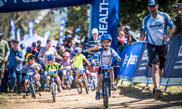 The picturesque Meerendal Wine Estate was buzzing with excitement on Saturday, 03 September 2016 when junior mountain bike enthusiasts of all ages gathered to partake in the much anticipated Fedhealth Kids MTB Events. Pictured, Junior MTB enthusiasts in action on the day. Photo: Tobias Ginsberg