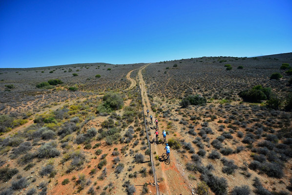 In addition to the heat, competitors were faced with the rugged terrain and exposed tracts of land during Stage 4 of the Cape Pioneer Trek international mountain bike stage race in South Africa on Thursday. Photo: www.zcmc.co.za