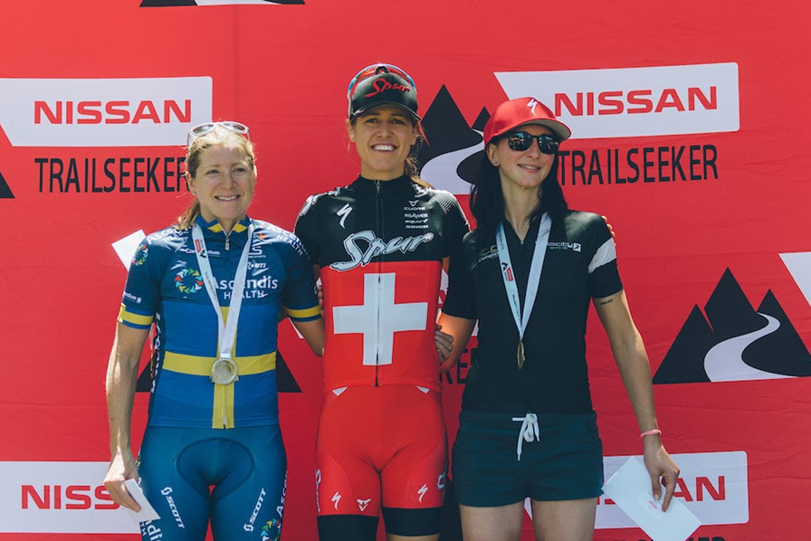 Womens podium (from left to right) Jennie Stenerhag (Ascendis Health) Ariane Lüthi (Team Spur) Carmen Buchacher (Velocity) Photo: www.zcmc.co.za